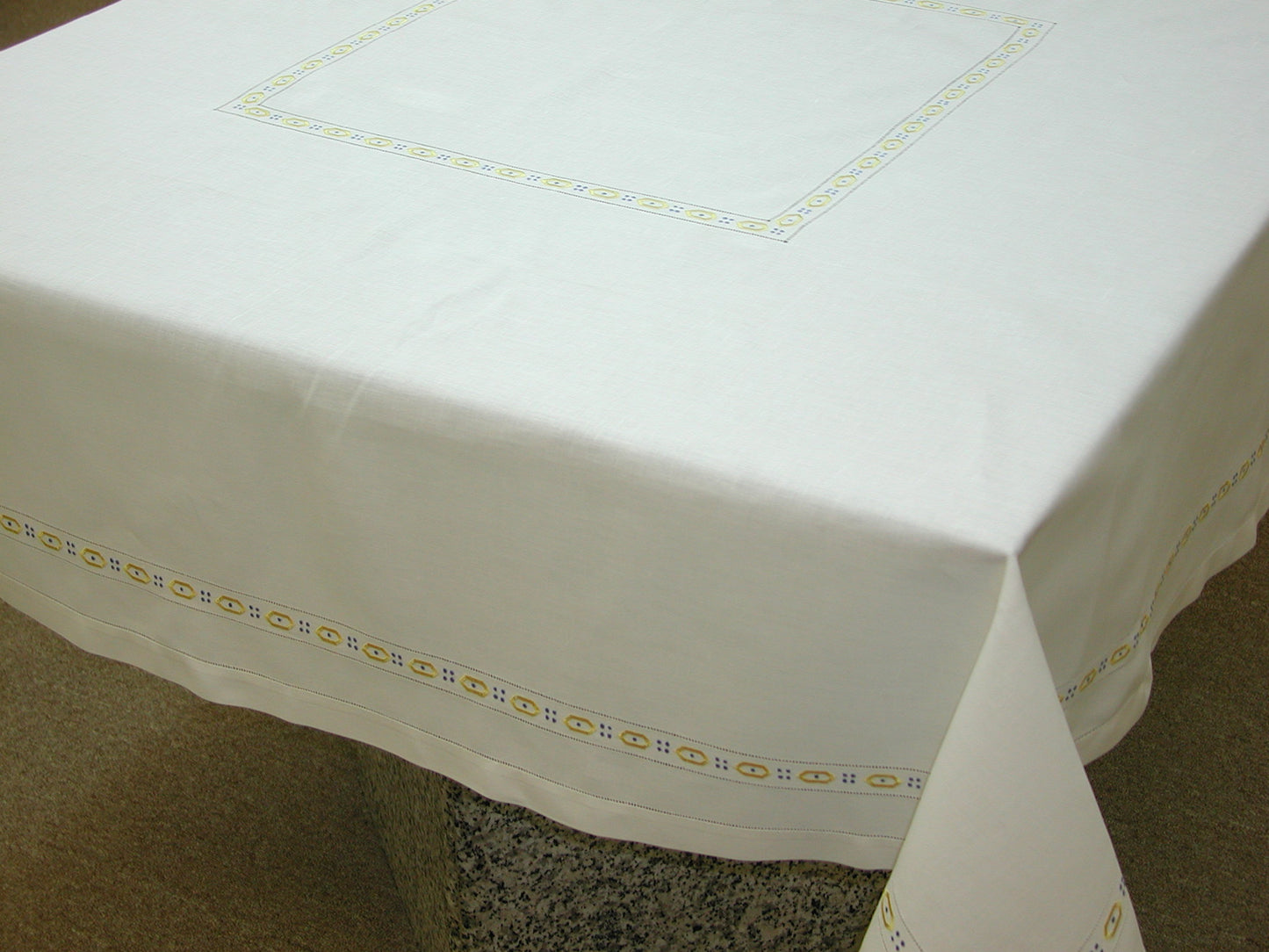 TC-79-Stucco/B, Tablecloth (Hand Embroidered)