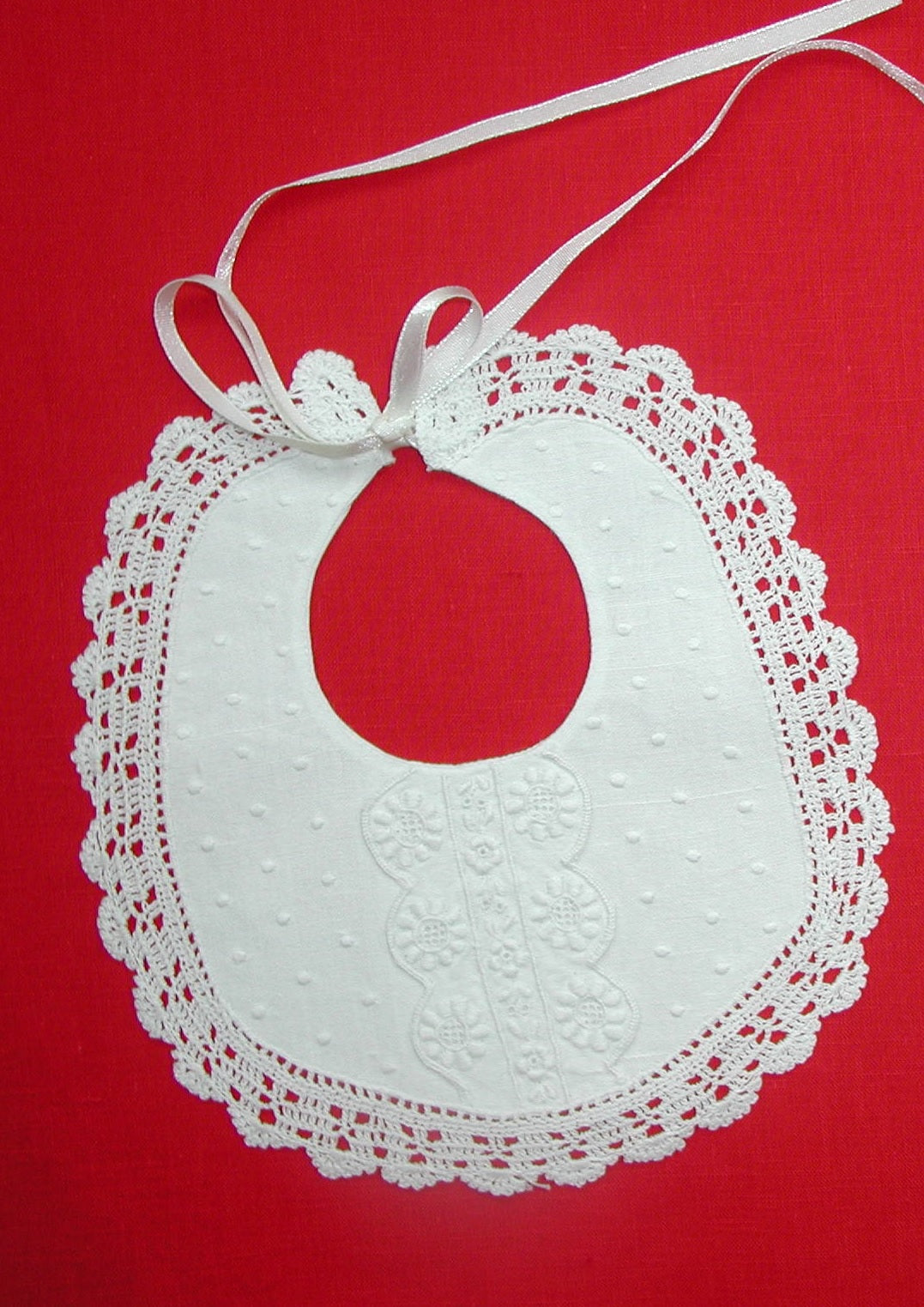BBI-Lace 1, Baby Bib (Hand Embroidered)