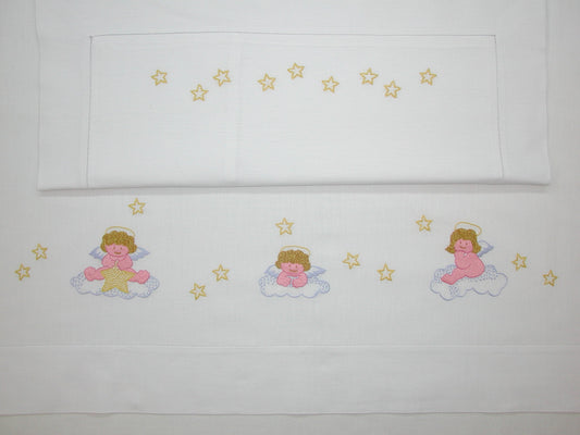 BBS-05-Cuty Angels,  Baby Bedsheet (Hand Embroidered)